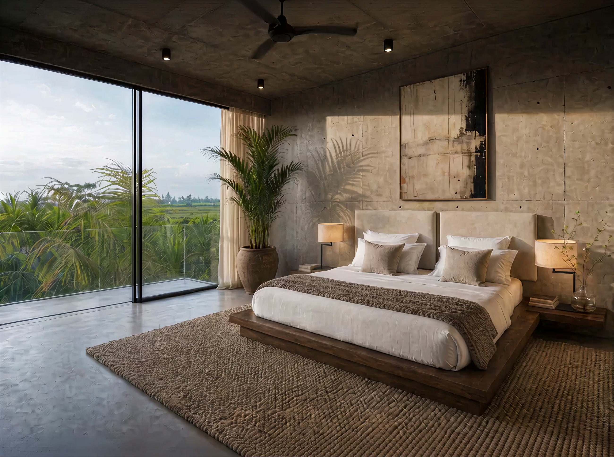 Upper-floor bedroom onto the balcony (visualisation)