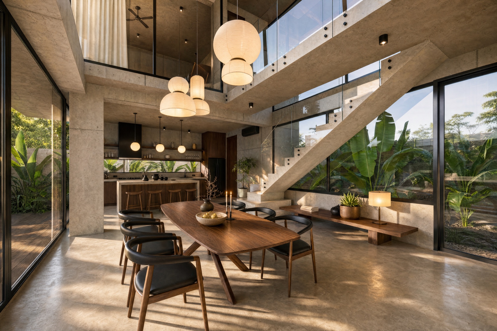 Dining, kitchen and the stair (visualisation)